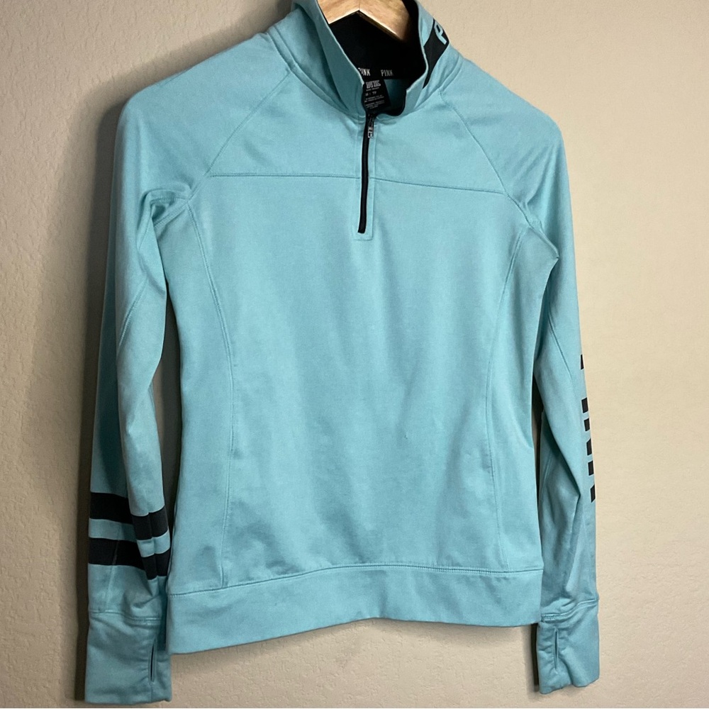 Victoria’s Secret PINK Women’s XS Blue Quarter Zip Pullover Long Sleeve Logo